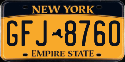NY license plate GFJ8760