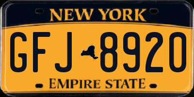 NY license plate GFJ8920