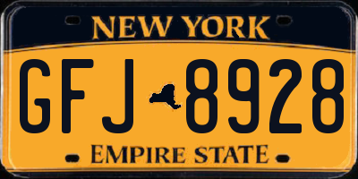 NY license plate GFJ8928