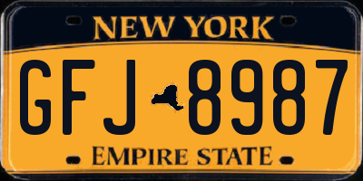 NY license plate GFJ8987