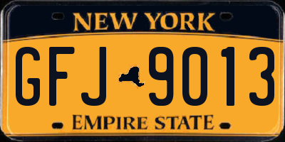 NY license plate GFJ9013