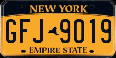 NY license plate GFJ9019
