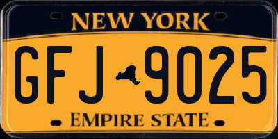 NY license plate GFJ9025