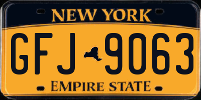 NY license plate GFJ9063