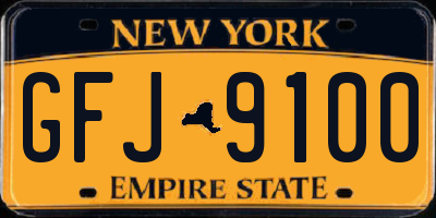 NY license plate GFJ9100