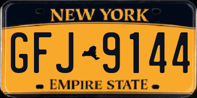 NY license plate GFJ9144