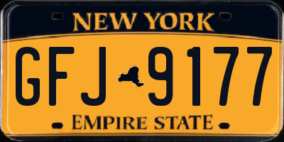 NY license plate GFJ9177