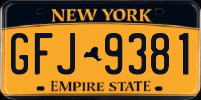 NY license plate GFJ9381