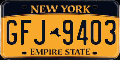 NY license plate GFJ9403