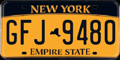NY license plate GFJ9480