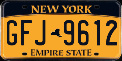NY license plate GFJ9612