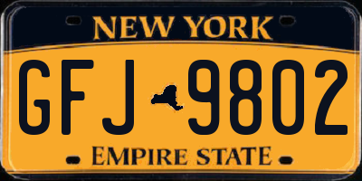 NY license plate GFJ9802