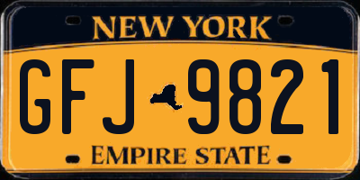 NY license plate GFJ9821