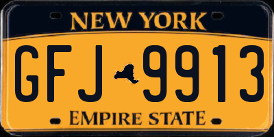 NY license plate GFJ9913