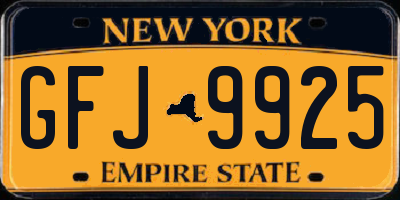NY license plate GFJ9925