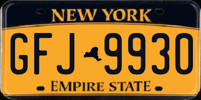 NY license plate GFJ9930