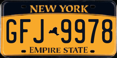 NY license plate GFJ9978