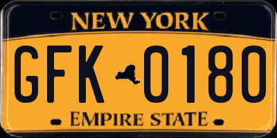 NY license plate GFK0180