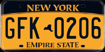 NY license plate GFK0206