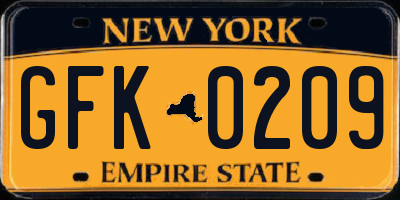 NY license plate GFK0209