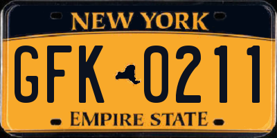 NY license plate GFK0211