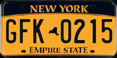 NY license plate GFK0215