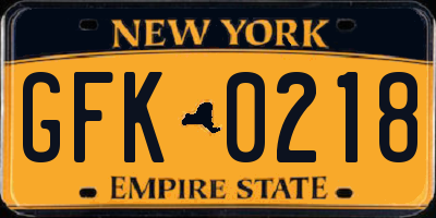 NY license plate GFK0218