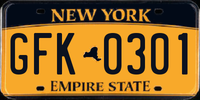 NY license plate GFK0301
