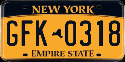 NY license plate GFK0318