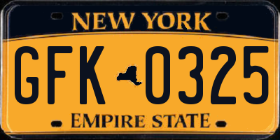 NY license plate GFK0325