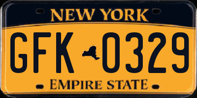NY license plate GFK0329