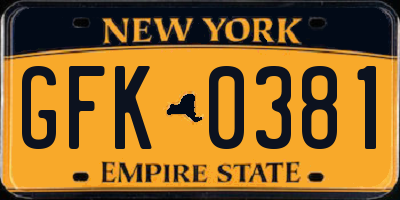 NY license plate GFK0381
