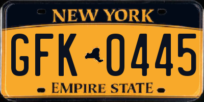 NY license plate GFK0445