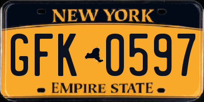 NY license plate GFK0597