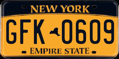 NY license plate GFK0609