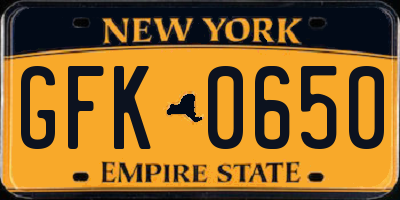 NY license plate GFK0650