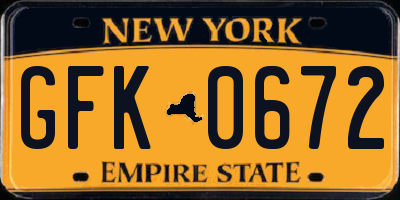 NY license plate GFK0672