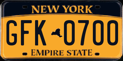 NY license plate GFK0700