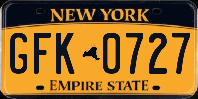 NY license plate GFK0727