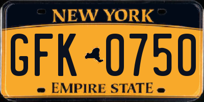 NY license plate GFK0750