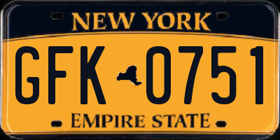 NY license plate GFK0751