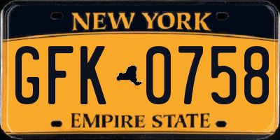 NY license plate GFK0758