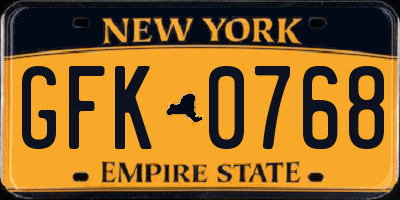 NY license plate GFK0768