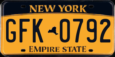 NY license plate GFK0792