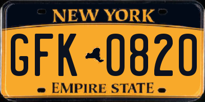 NY license plate GFK0820