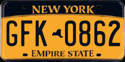 NY license plate GFK0862