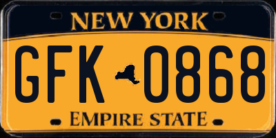 NY license plate GFK0868