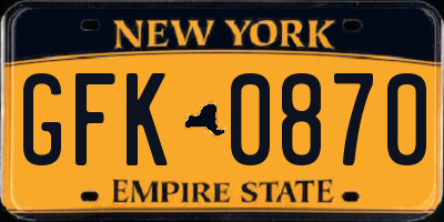 NY license plate GFK0870