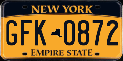 NY license plate GFK0872