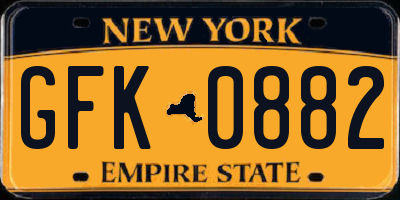 NY license plate GFK0882